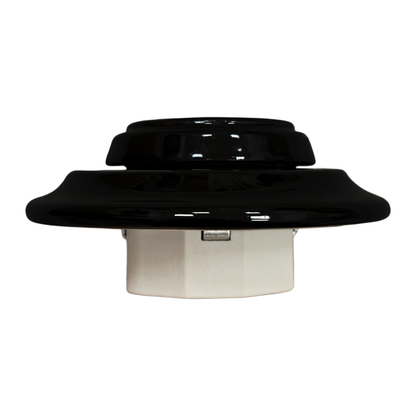 Single SCHUKO porcelain socket, black, surface-mounted, angled view