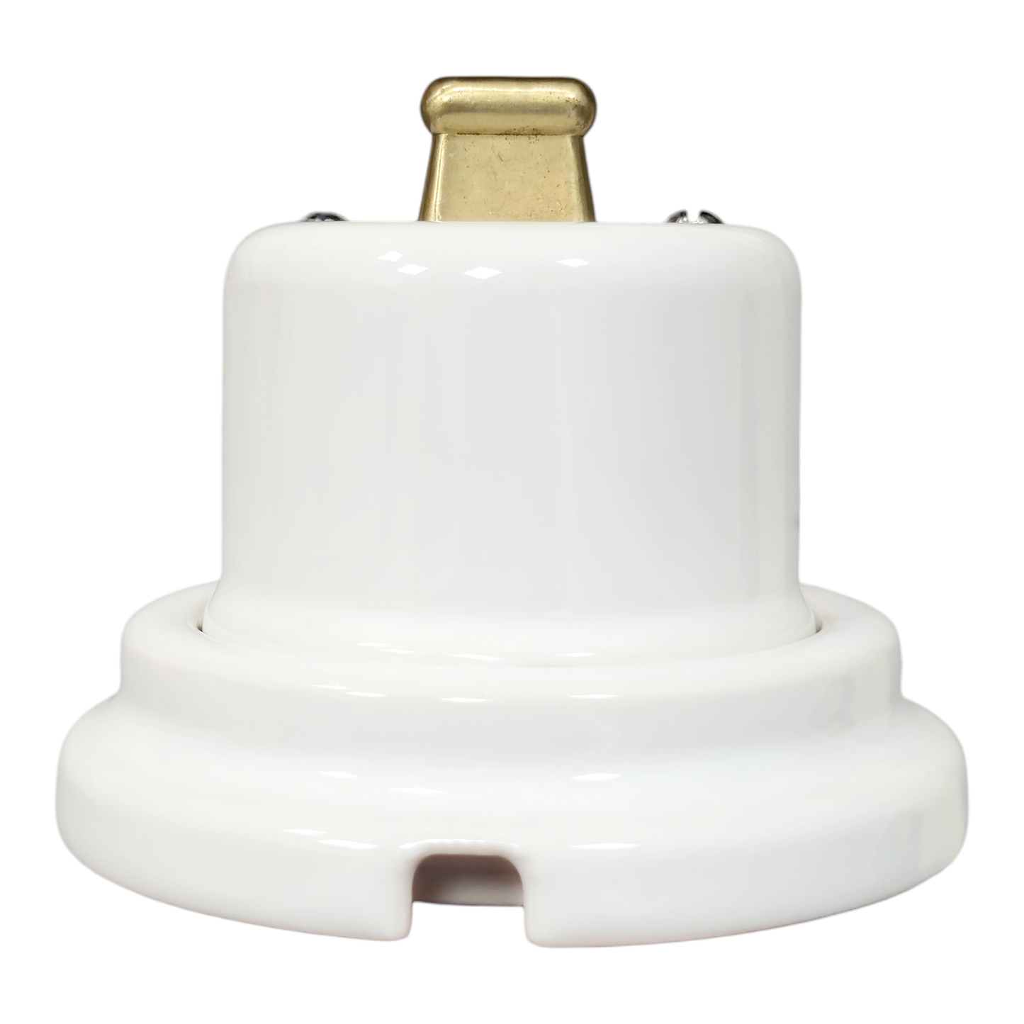 white porcelain intermediate toggle switch, surface-mount, side
