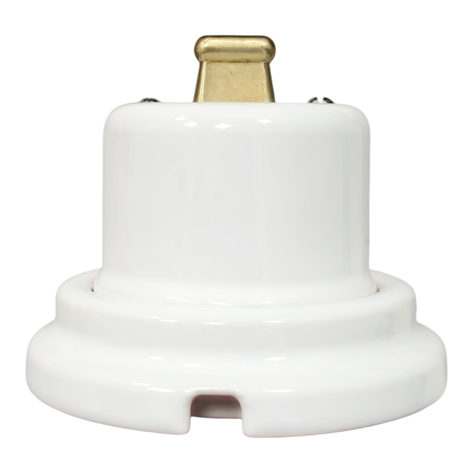 white porcelain intermediate toggle switch, surface-mount, side
