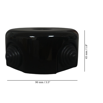 black porcelain junction box, 90x45mm, measurements