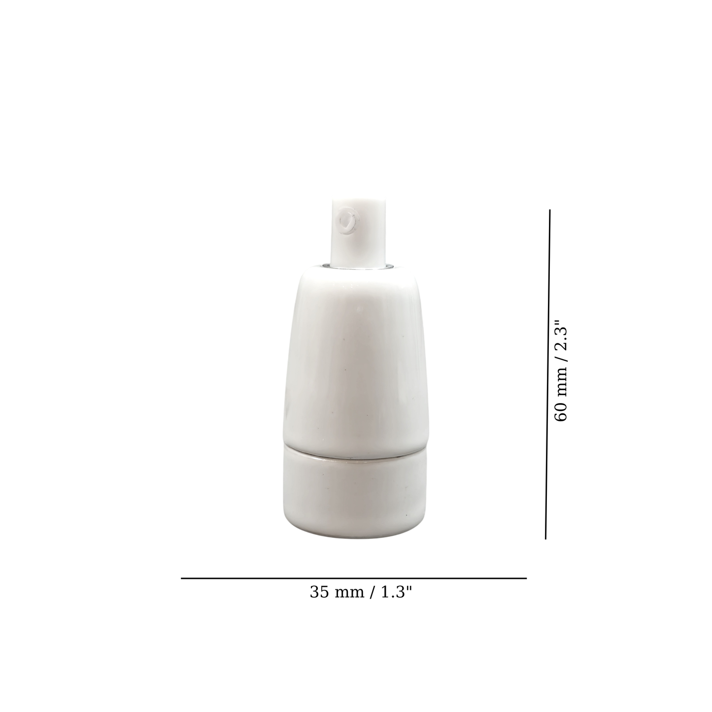 white porcelain hanging E14 lamp holder, 30x60mm, measurements