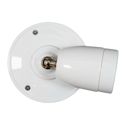 white porcelain adjustable E27 lamp holder, wall mount, top