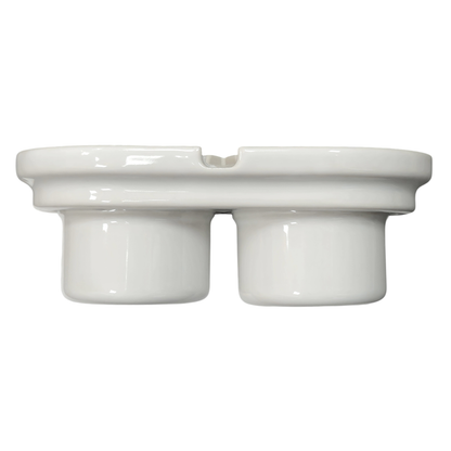 Surface Mounting Double Power Socket Porcelain Loft Retro Electrical UK 3 Prong Surface Mounted Vintage Cottage Ceramic White