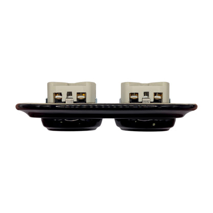 Double Power Socket Porcelain Loft Retro Electrical German Schuko Flush-Mounting Vintage Cottage Ceramic Black