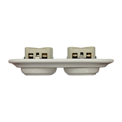Double Power Socket Porcelain Loft Retro Electrical German Schuko Flush-Mounting Vintage Cottage Ceramic White