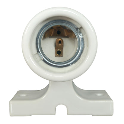 white porcelain wall mount E27 lamp holder, front