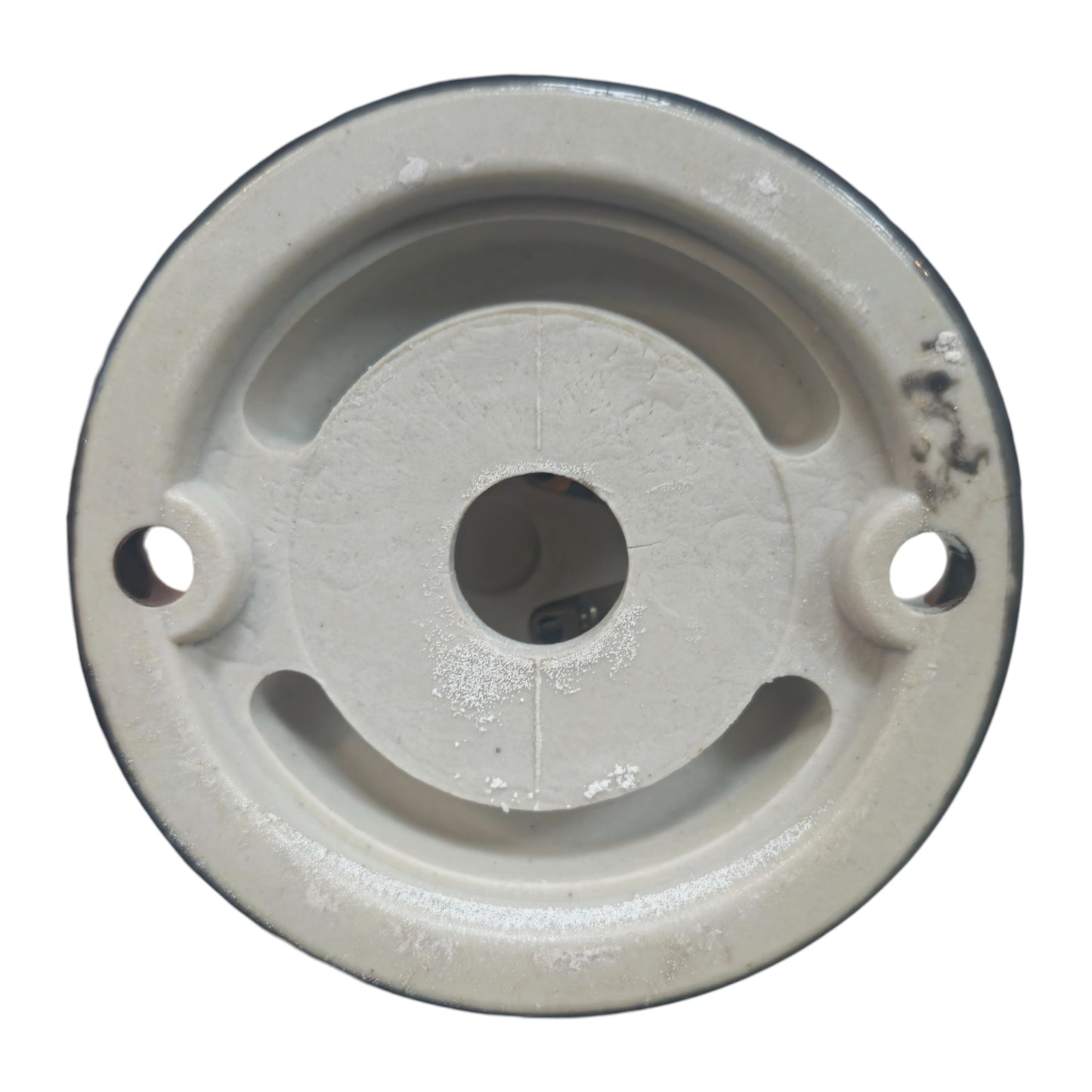 white porcelain straight E27 lamp holder, surface-mount, bottom