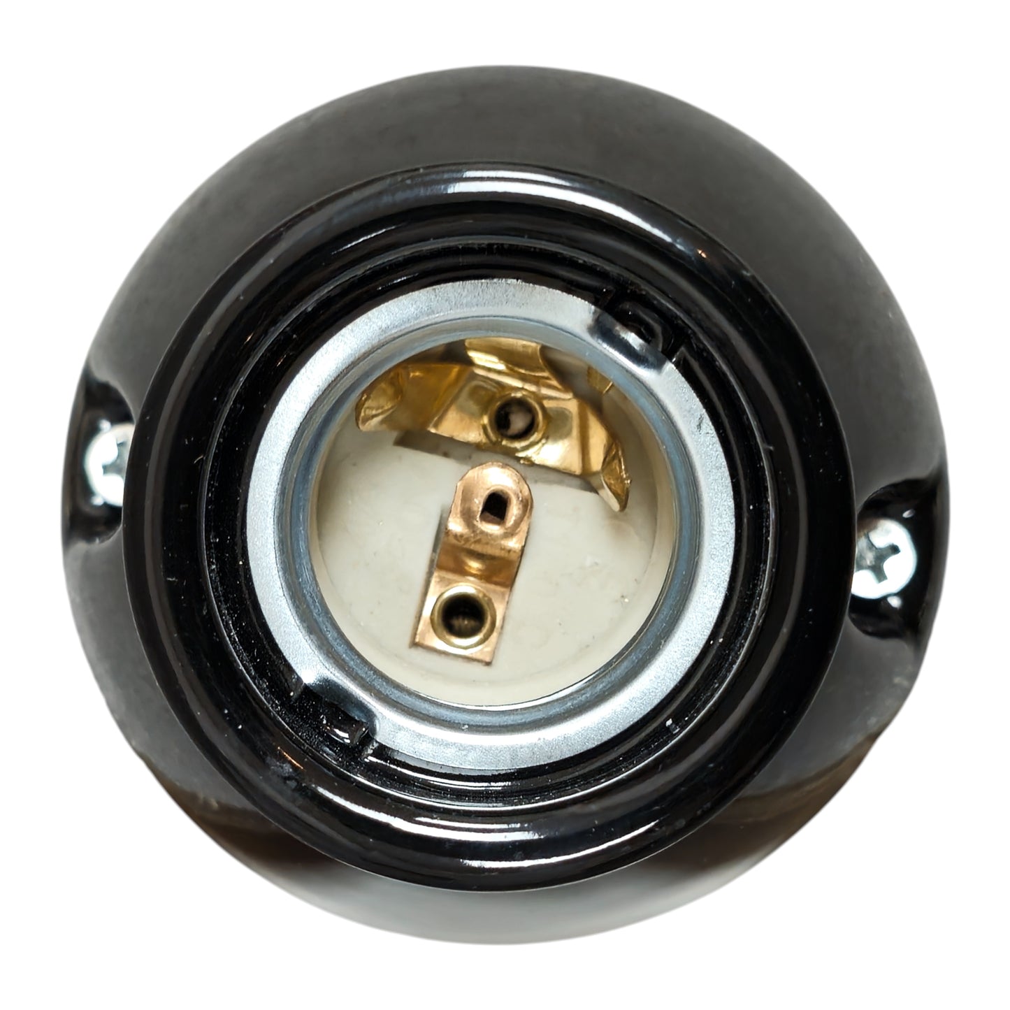 black porcelain inclined E27 lamp holder, surface-mount, top