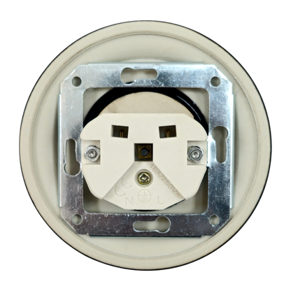 Single black French porcelain socket, flush-mount, back