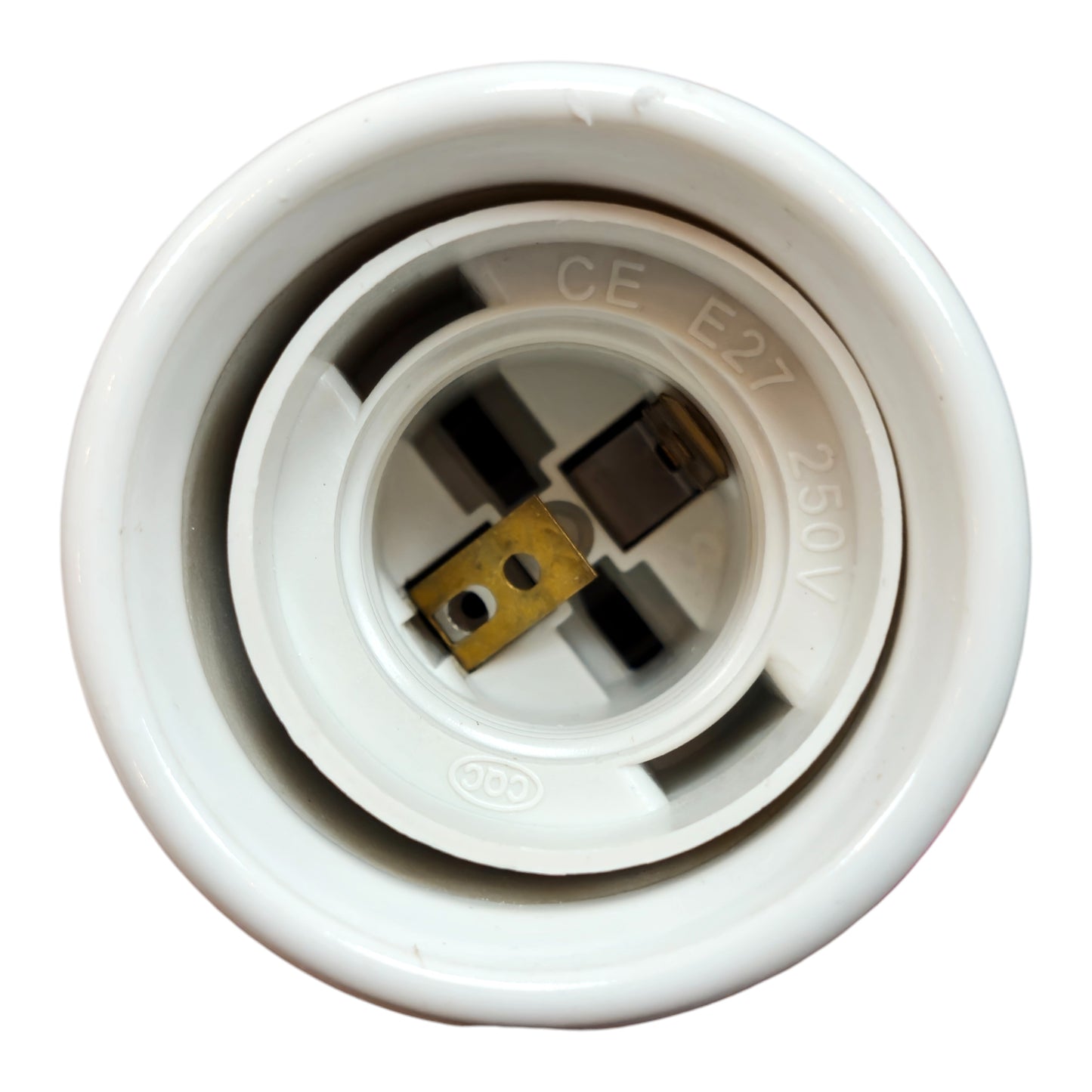 white porcelain hanging E27 lamp holder, 50x95mm, bottom