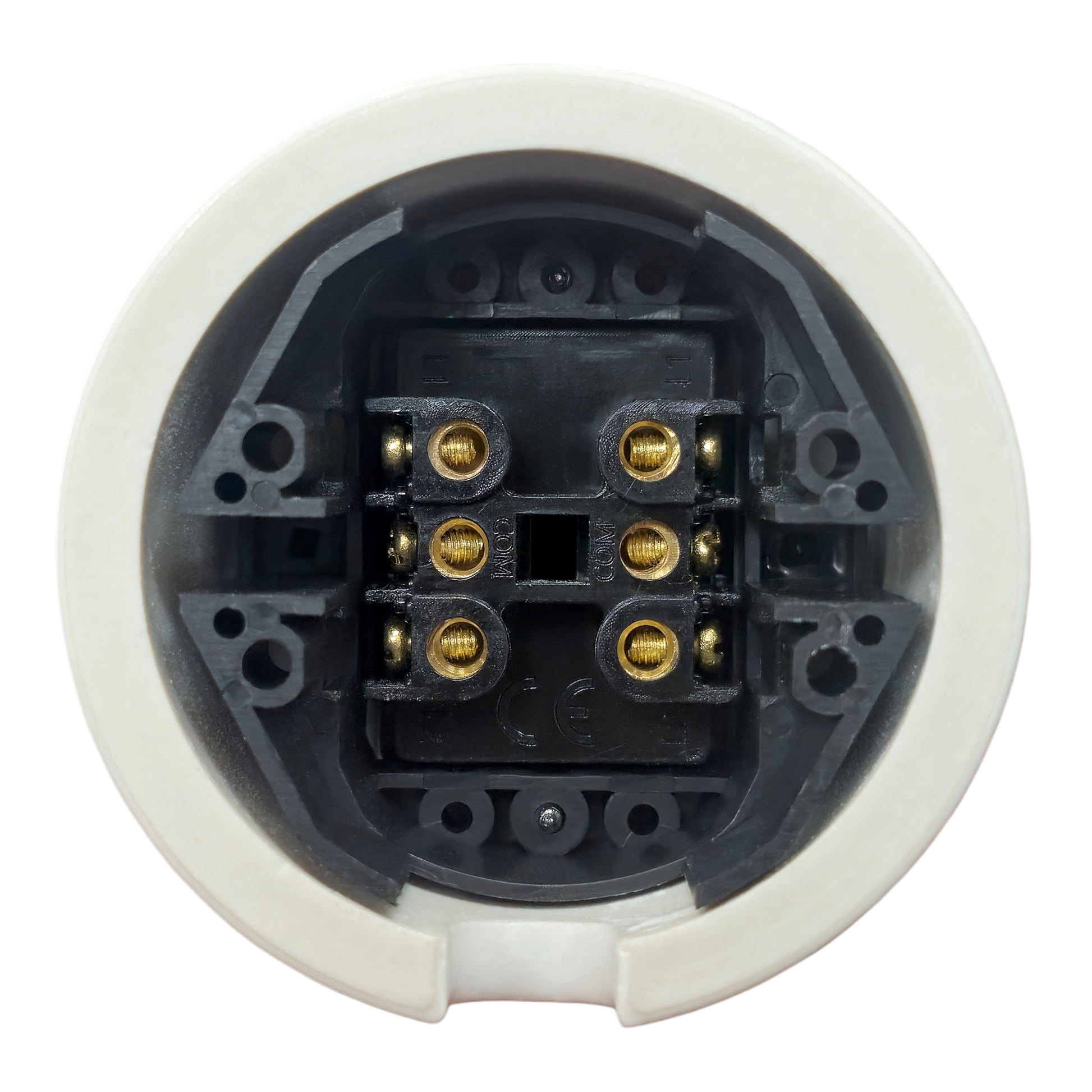 white porcelain intermediate toggle switch, surface-mount, back