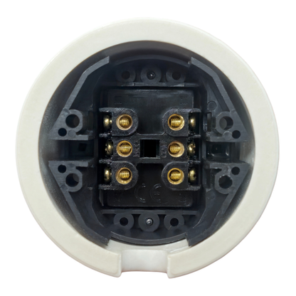 white porcelain intermediate toggle switch, surface-mount, back