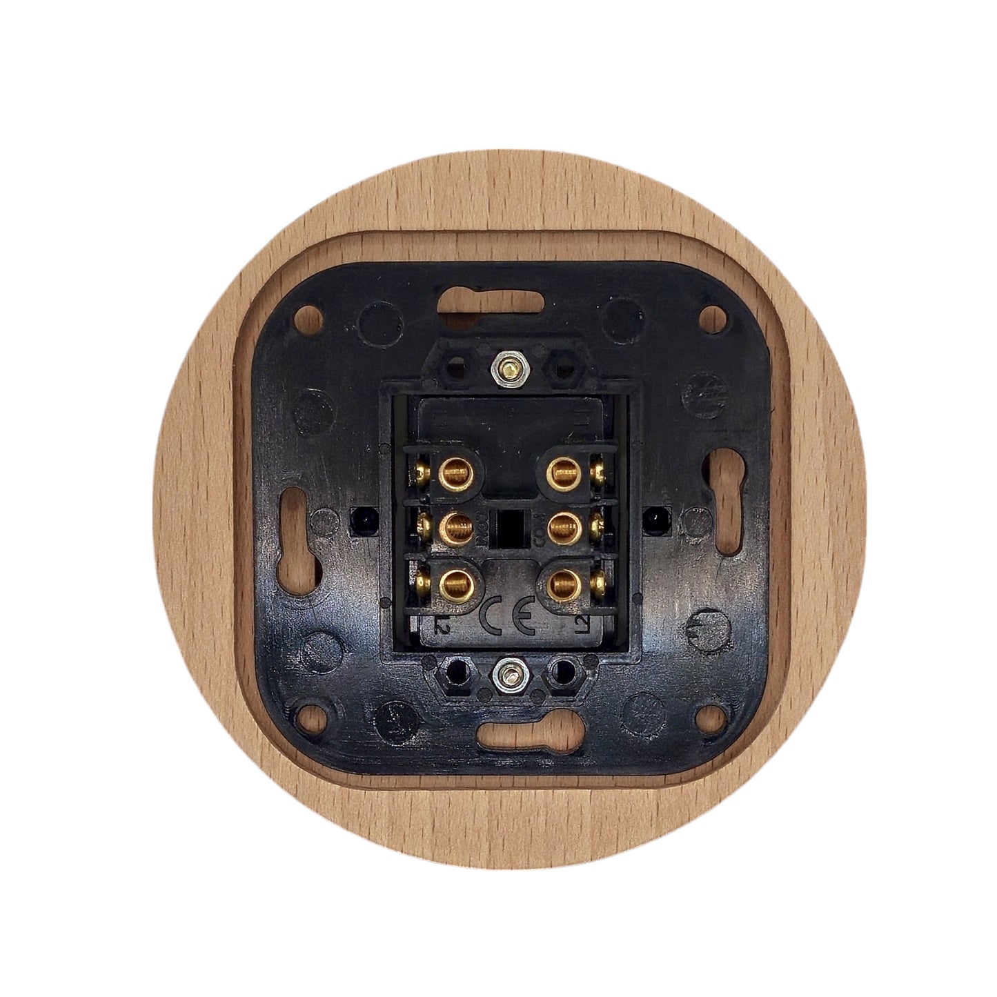 Wooden Frame Porcelain Light Switch Loft Retro 2-gang Two-way Flush-Mounting Vintage Cottage Ceramic Natural Beige With White