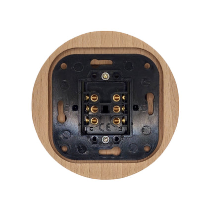 Wooden Frame Porcelain Light Switch Loft Retro 2-gang Two-way Flush-Mounting Vintage Cottage Ceramic Natural Beige With White
