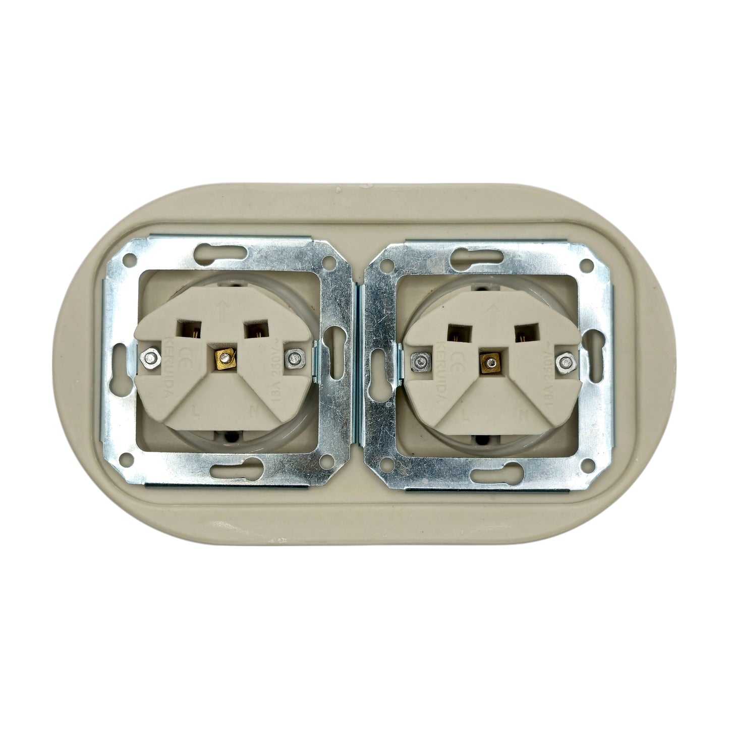 Double Power Socket Porcelain Loft Retro Electrical German Schuko Flush-Mounting Vintage Cottage Ceramic White