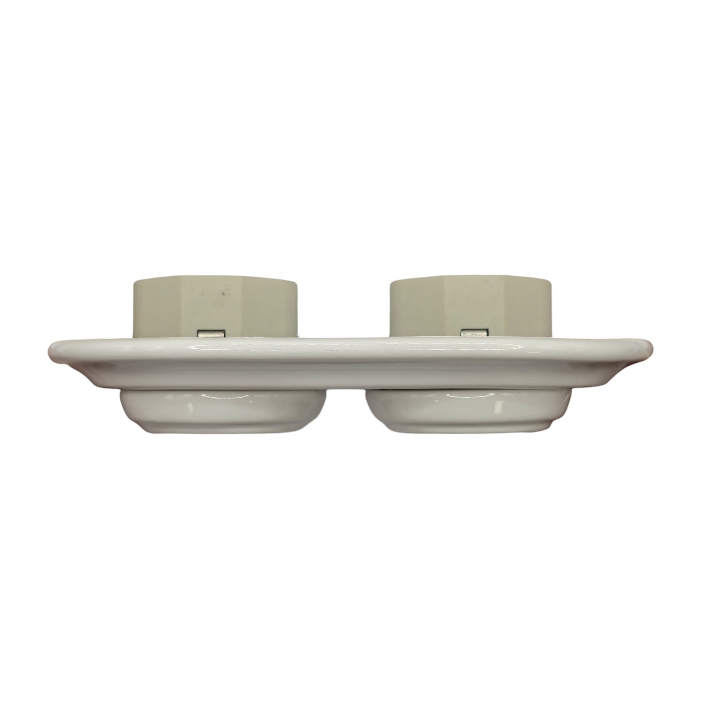 Double Power Socket Porcelain Loft Retro Electrical German Schuko Flush-Mounting Vintage Cottage Ceramic White