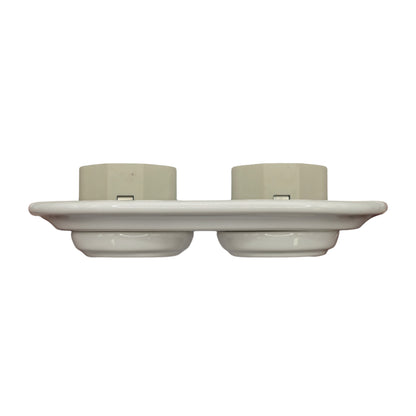 Double Power Socket Porcelain Loft Retro Electrical German Schuko Flush-Mounting Vintage Cottage Ceramic White