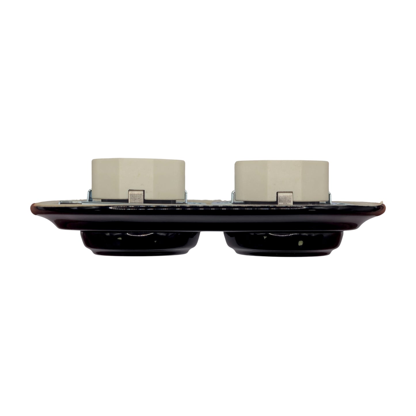 Double Power Socket Porcelain Loft Retro Electrical German Schuko Flush-Mounting Vintage Cottage Ceramic Black