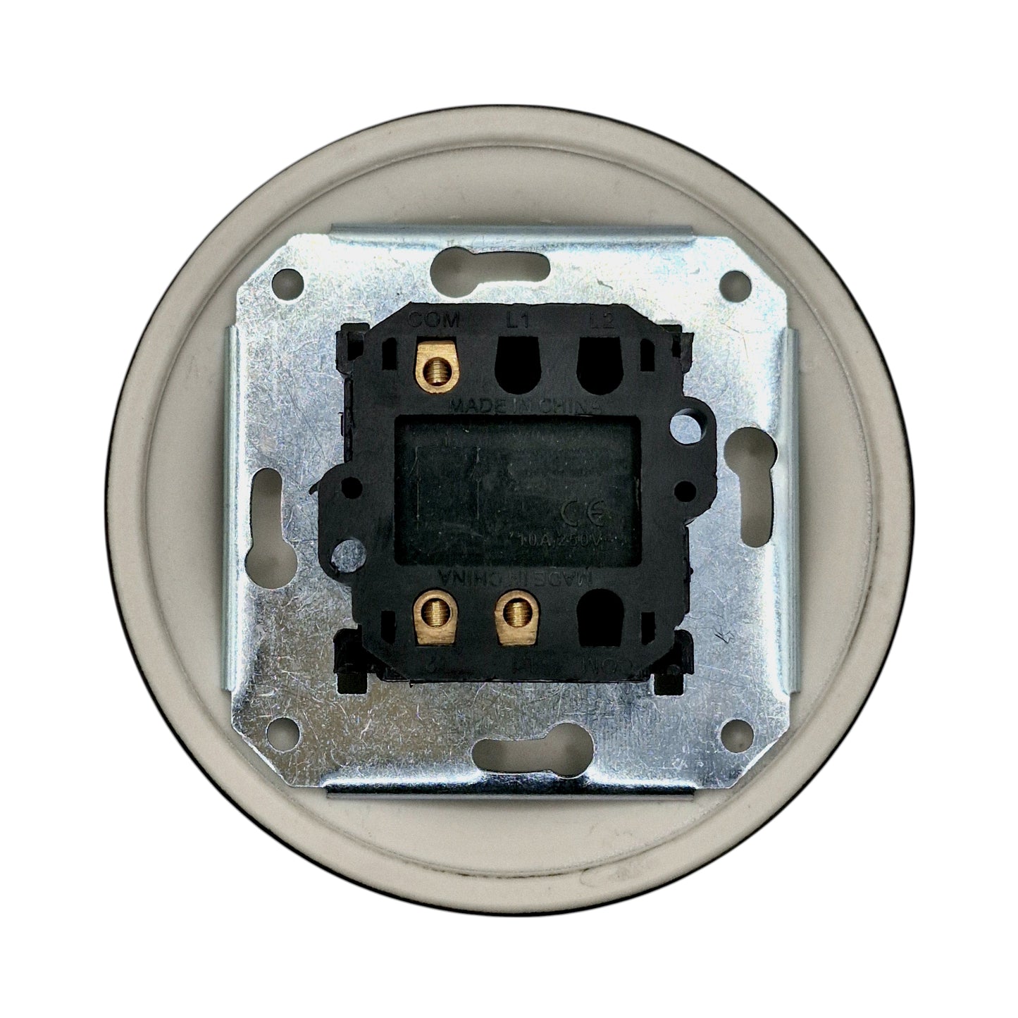 black porcelain double1way rotary switch, flush-mount, back