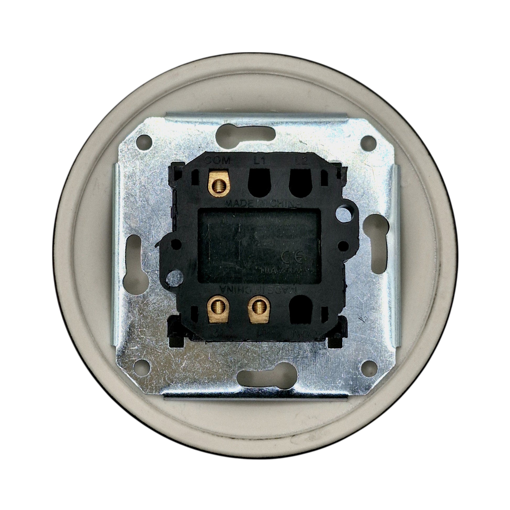 black porcelain double1way rotary switch, flush-mount, back