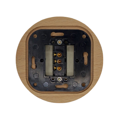 Wooden Frame Porcelain Light Switch Loft Retro 1-gang Two-way Flush-Mounting Vintage Cottage Ceramic Natural Beige With White