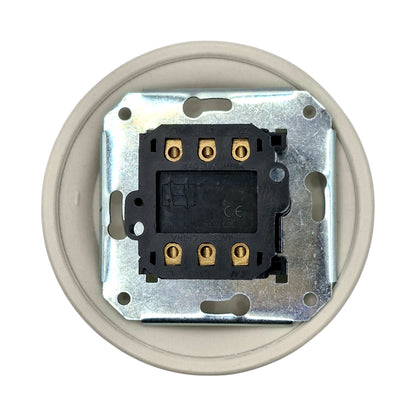 black porcelain intermediate rotary light switch, flush-mount, back