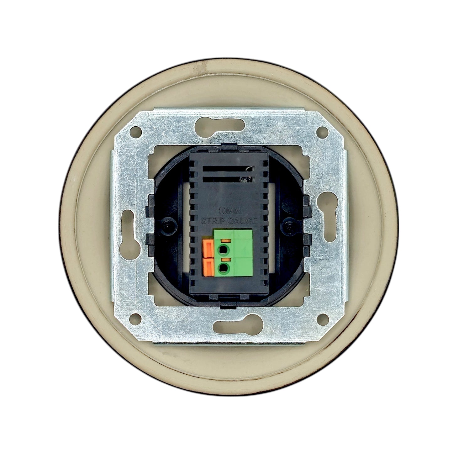 Black porcelain USB-A charging socket, flush-mounted, back