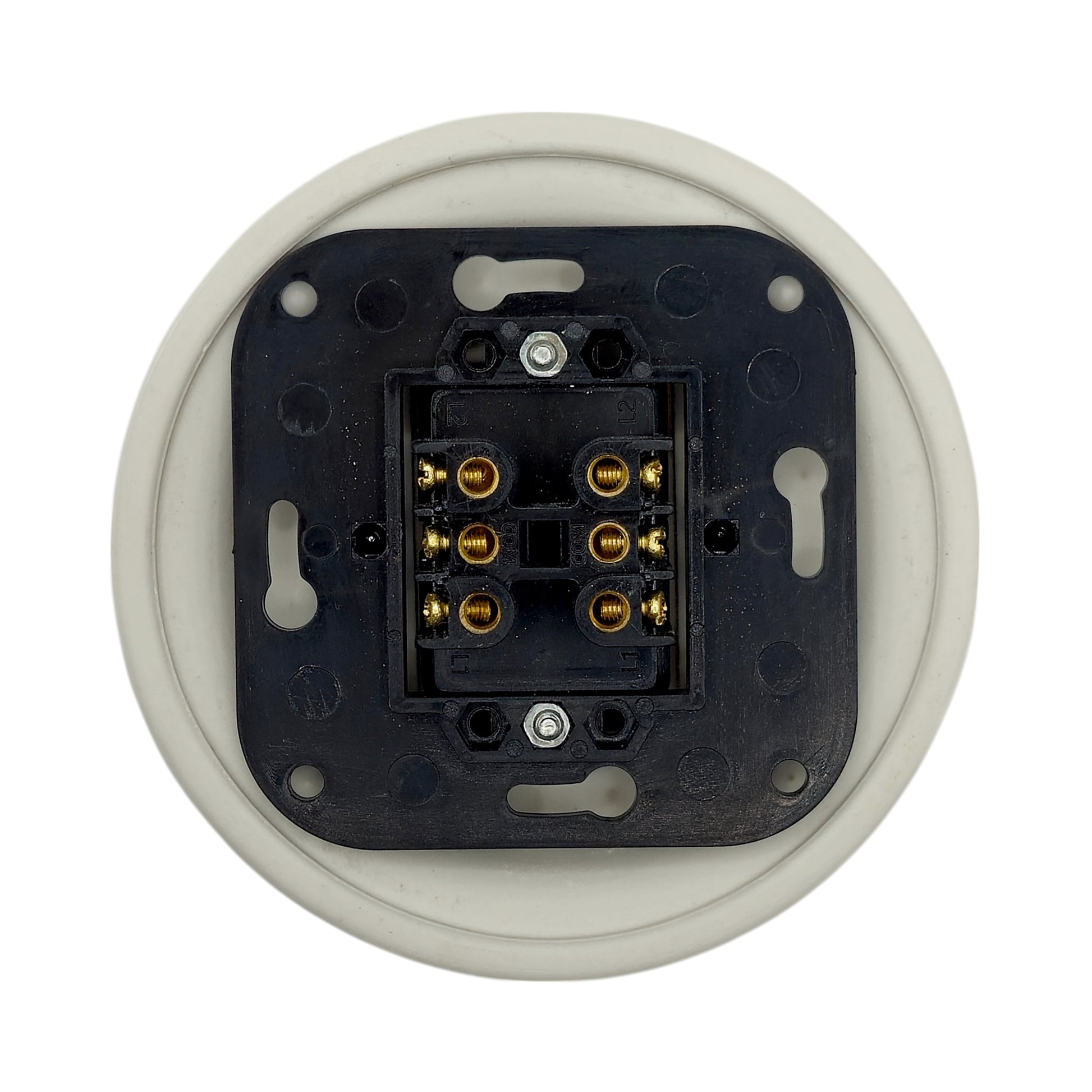 white porcelain intermediate big key light switch, flush-mount, back