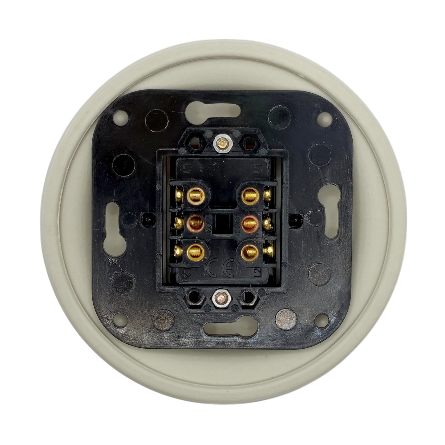 white porcelain 2gang2way toggle switch, flush-mount, back