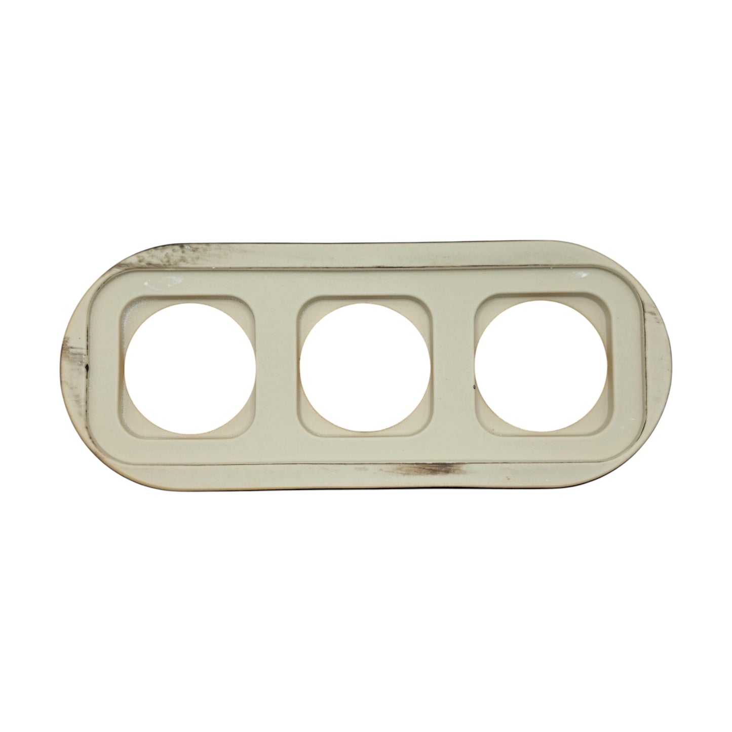 black porcelain triple frame, flush-mount, back