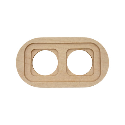 Flush Mount Socket and Switch Double Frame in Natural Wood For UK Series
