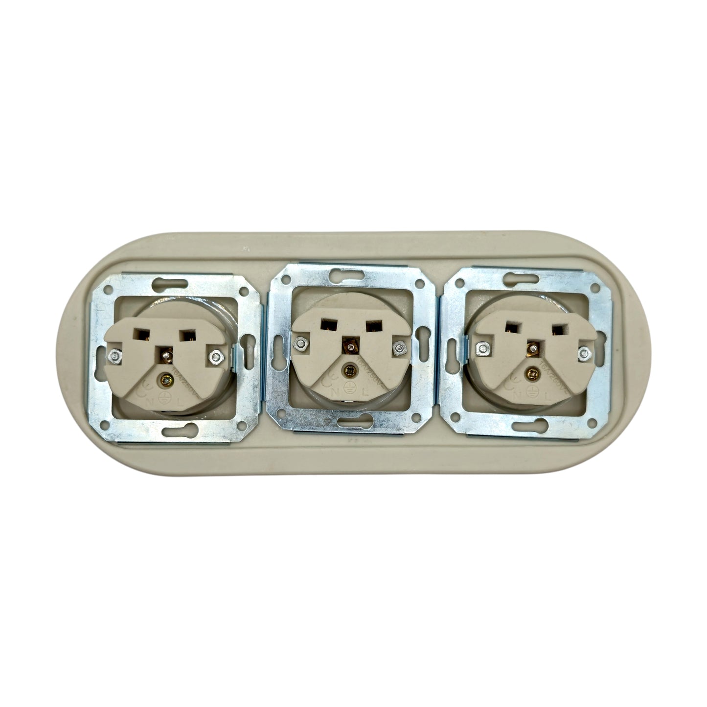 Triple Power Porcelain Socket – Retro Loft Style | Vintage Design, Flush-Mounted, French Socket in White Ceramic