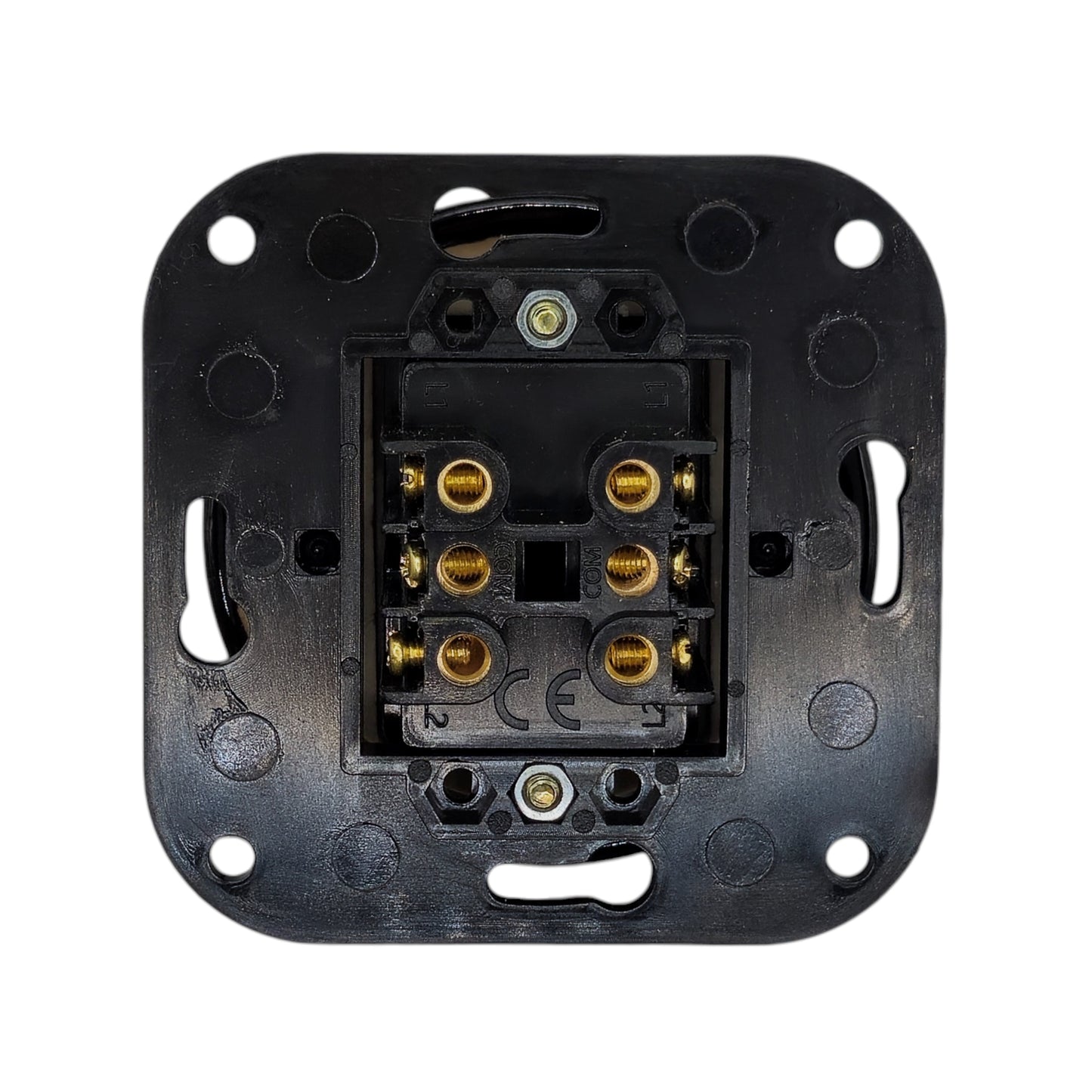 black porcelain 2gang2way rocker switch insert, flush-mount, back