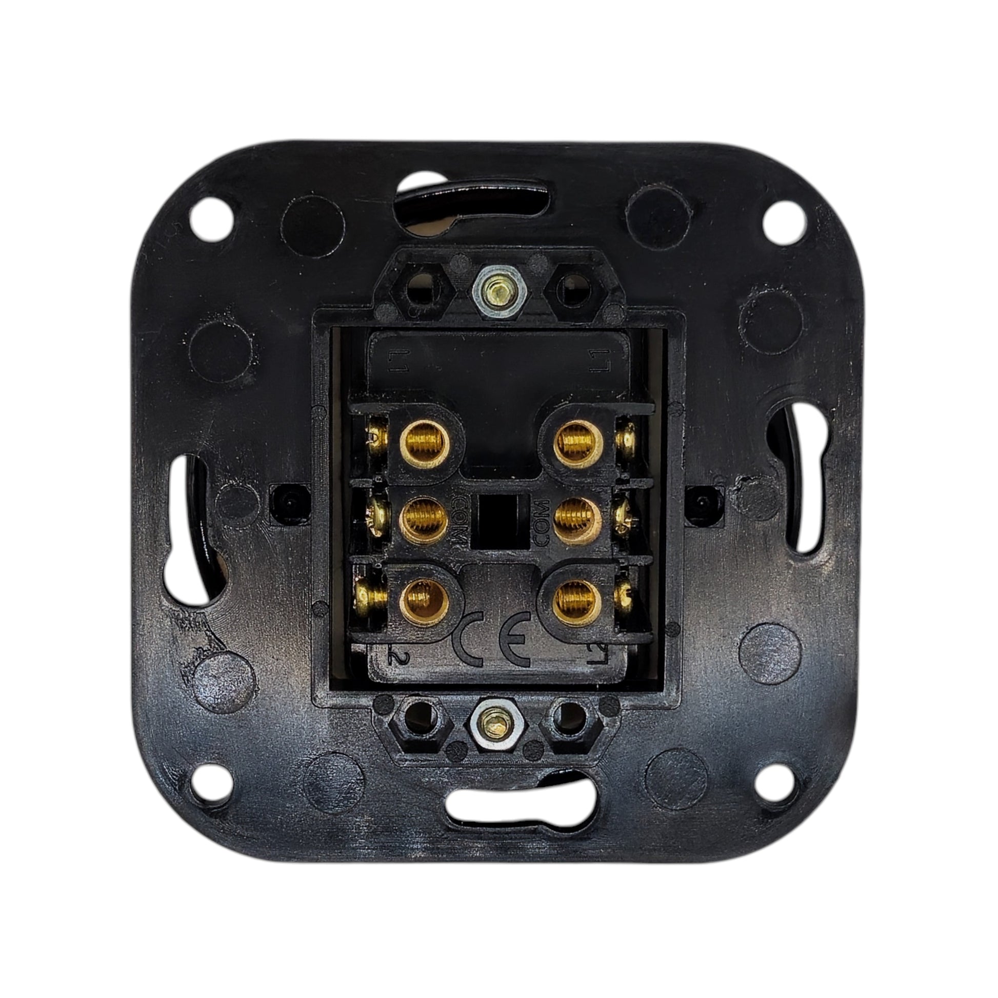 black porcelain 2gang2way rocker switch insert, flush-mount, back