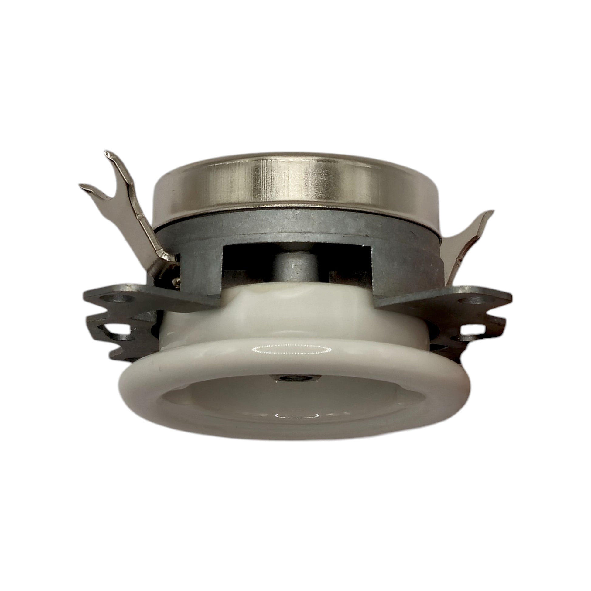 White porcelain TV+SAT socket insert, flush-mounted, angled