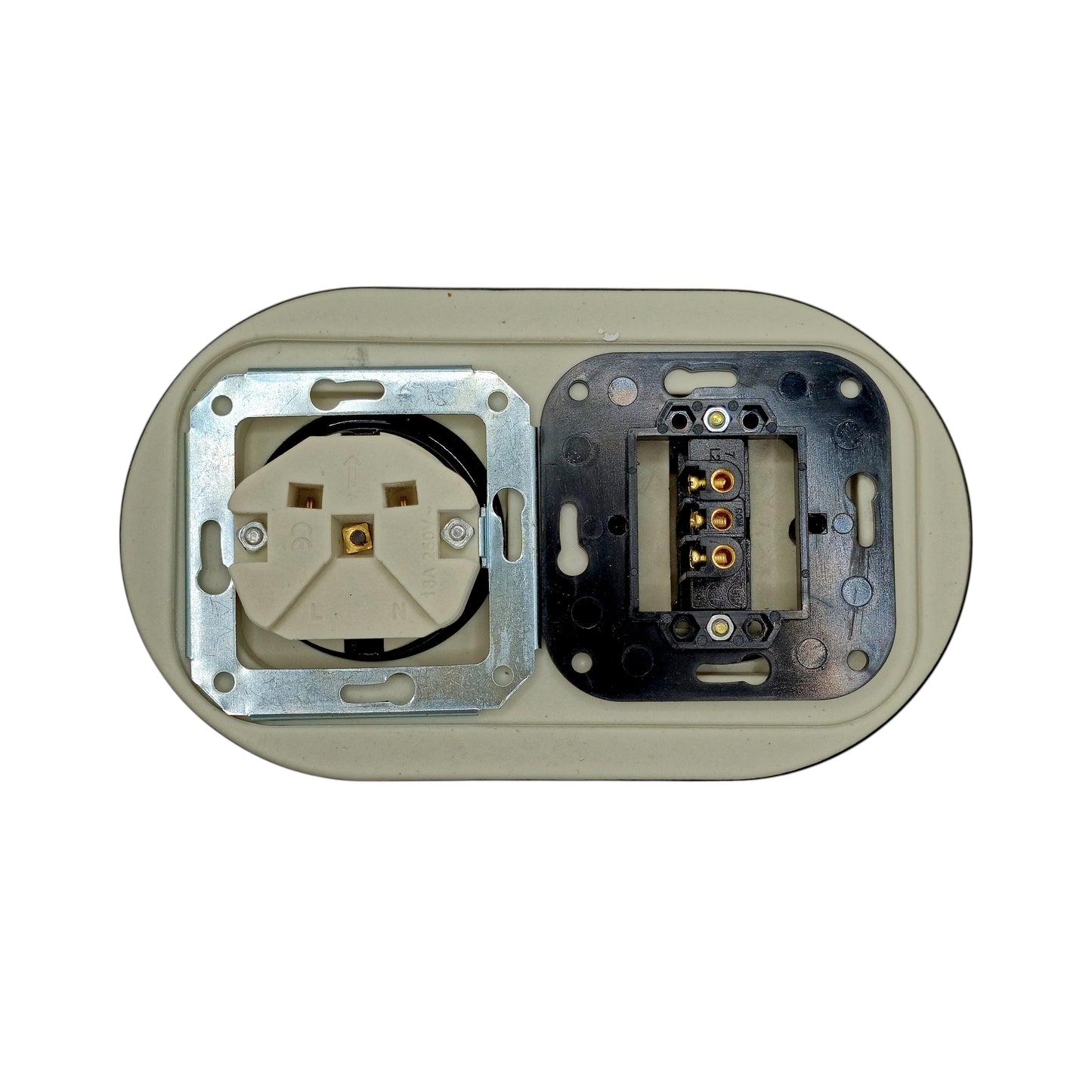 Flush Mount Schuko (Type F) Socket and Two-Way Switch SET | Porcelain