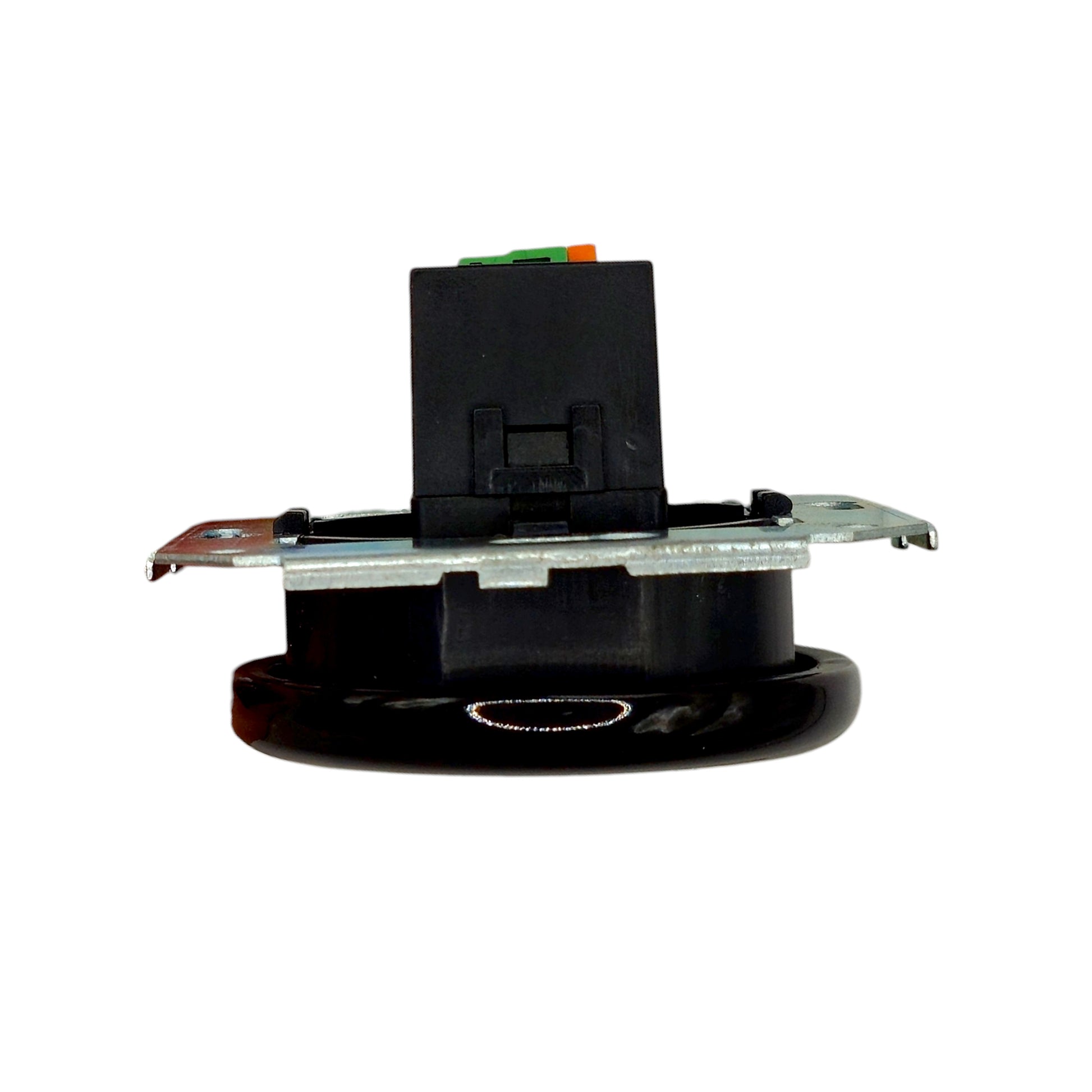 Black porcelain USB-A charging socket insert, flush-mounted, angled