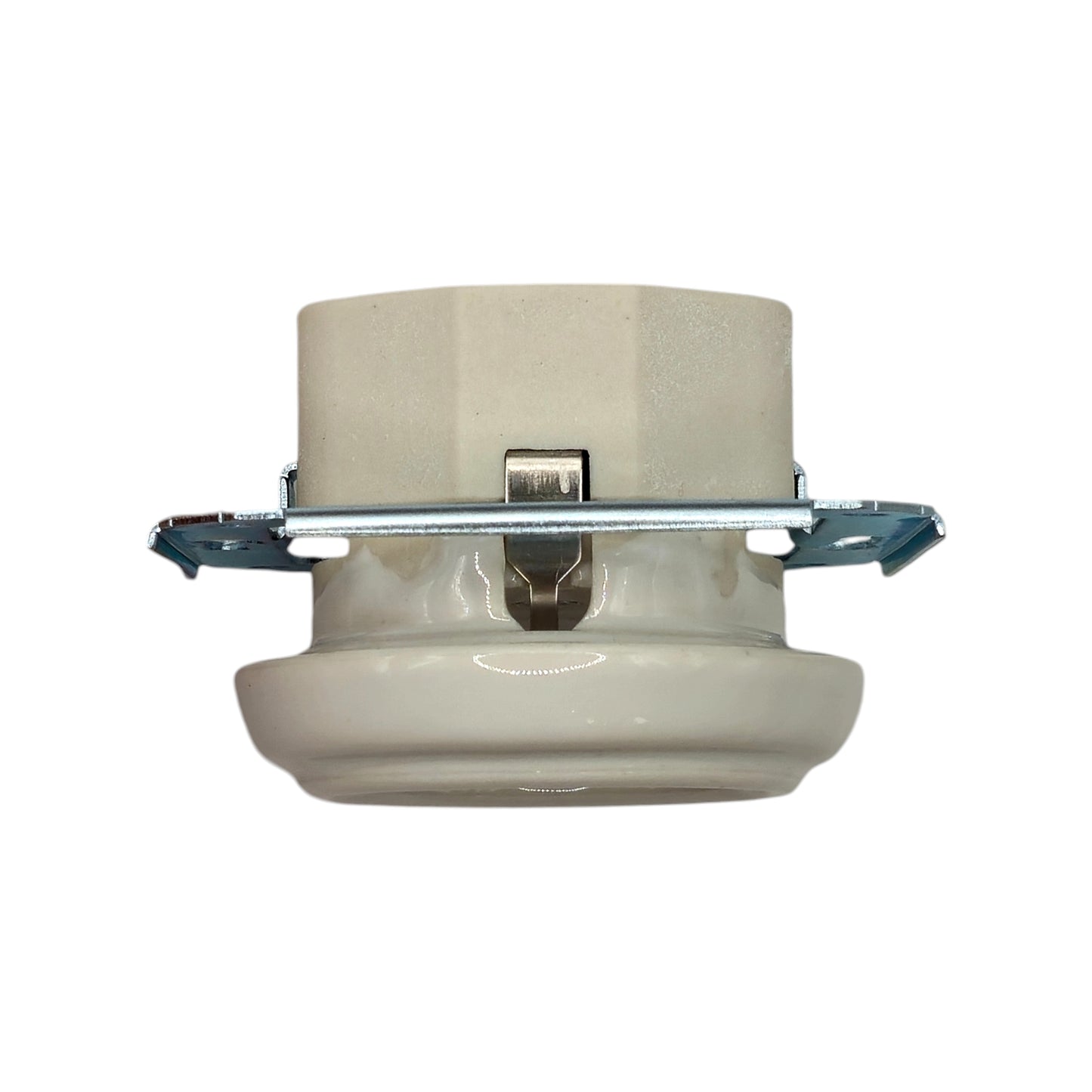 Single SCHUKO porcelain socket insert, white, flush-mounted, angled view