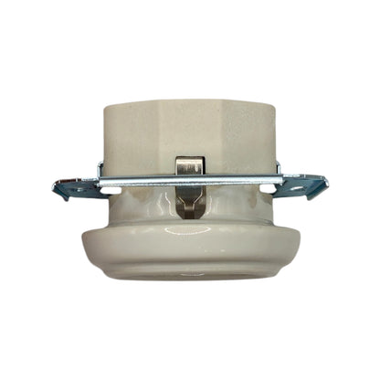 Single SCHUKO porcelain socket insert, white, flush-mounted, angled view