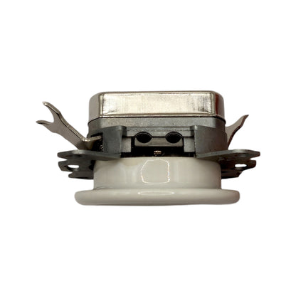 White porcelain TV+SAT socket insert, flush-mounted, angle