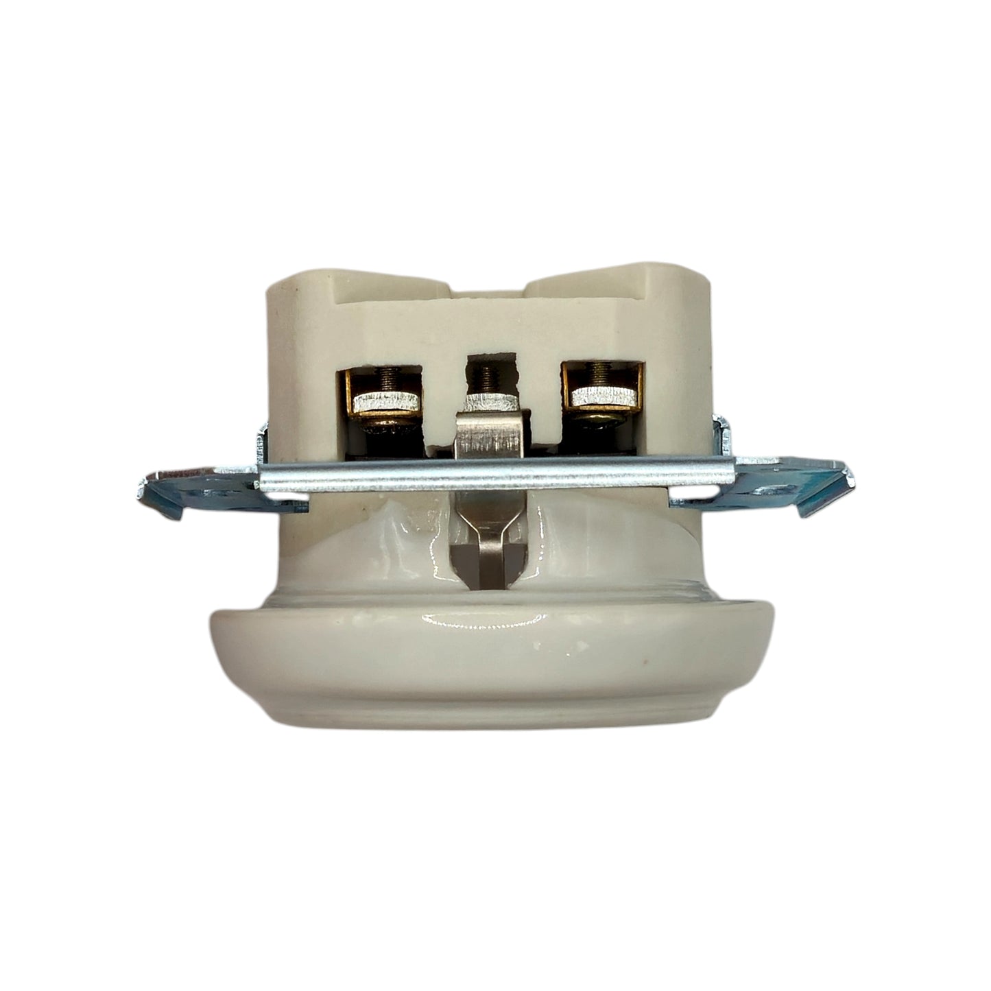 Single SCHUKO porcelain socket insert, white, flush-mounted, close-up detail