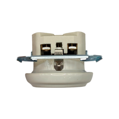 Single SCHUKO porcelain socket insert, white, flush-mounted, close-up detail