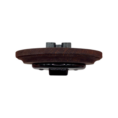 Retro Style Black Ceramic Two-Pole Push Button Switch Flush-Mounted Dark Wood Frame, D100mm