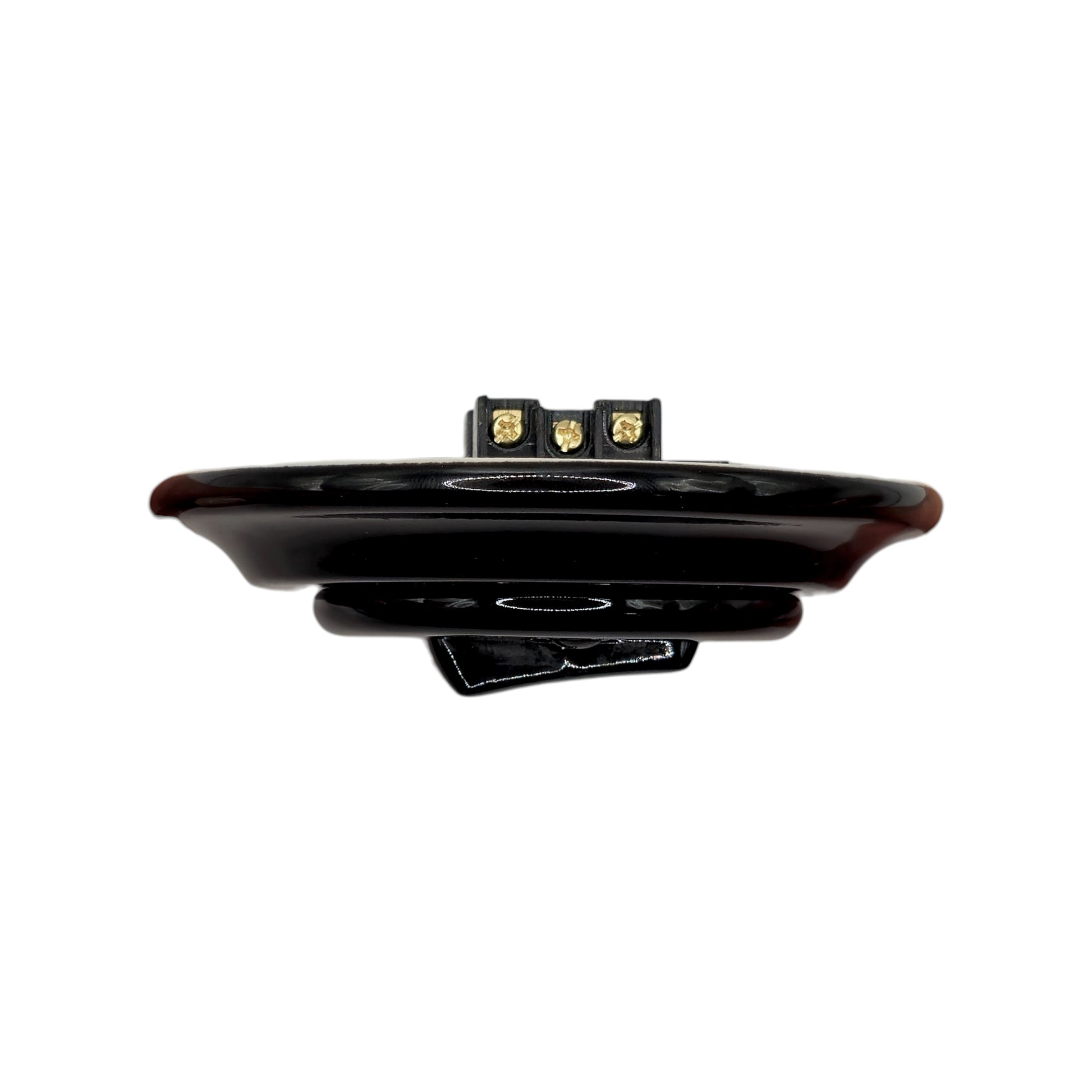 black porcelain intermediate big key light switch, flush-mount, side