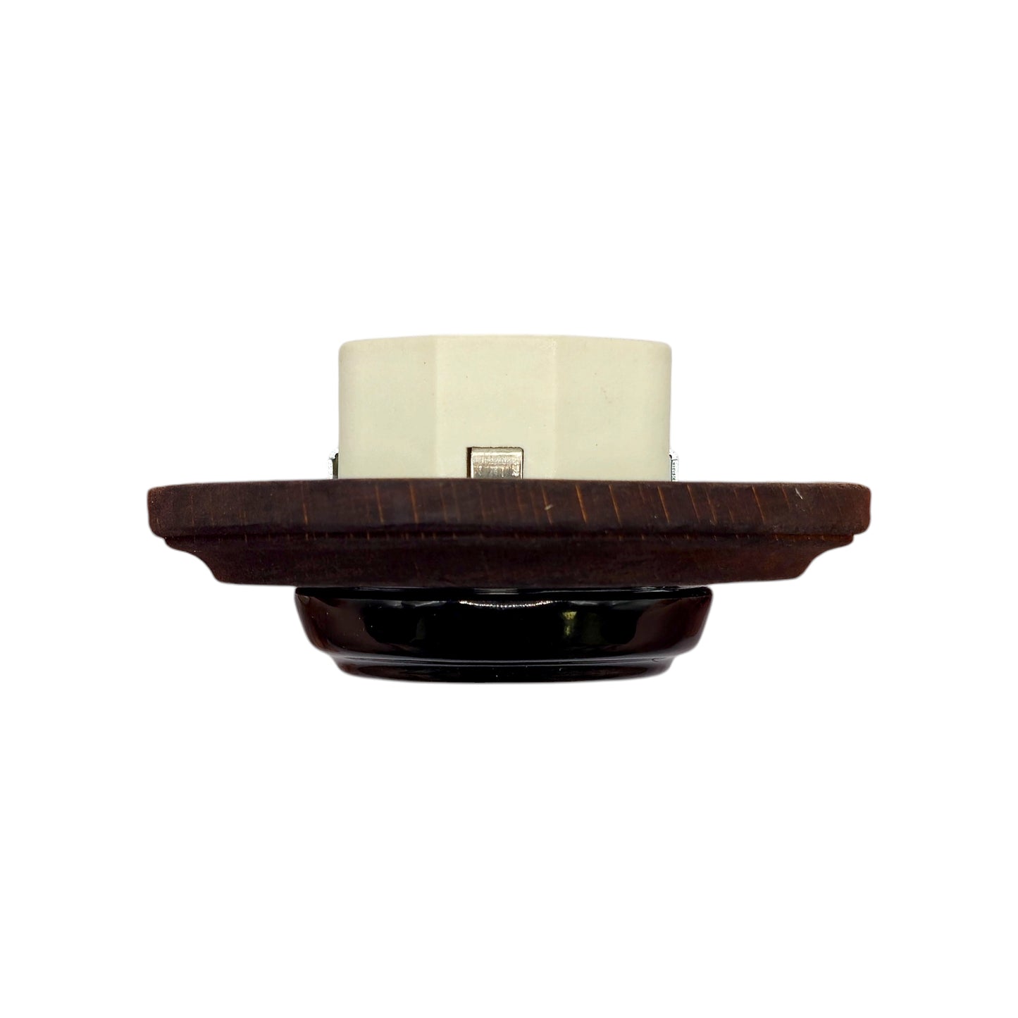 Wooden German Power Socket Porcelain Loft Retro Electrical Flush-Mounting Vintage Cottage Ceramic Brown With Black