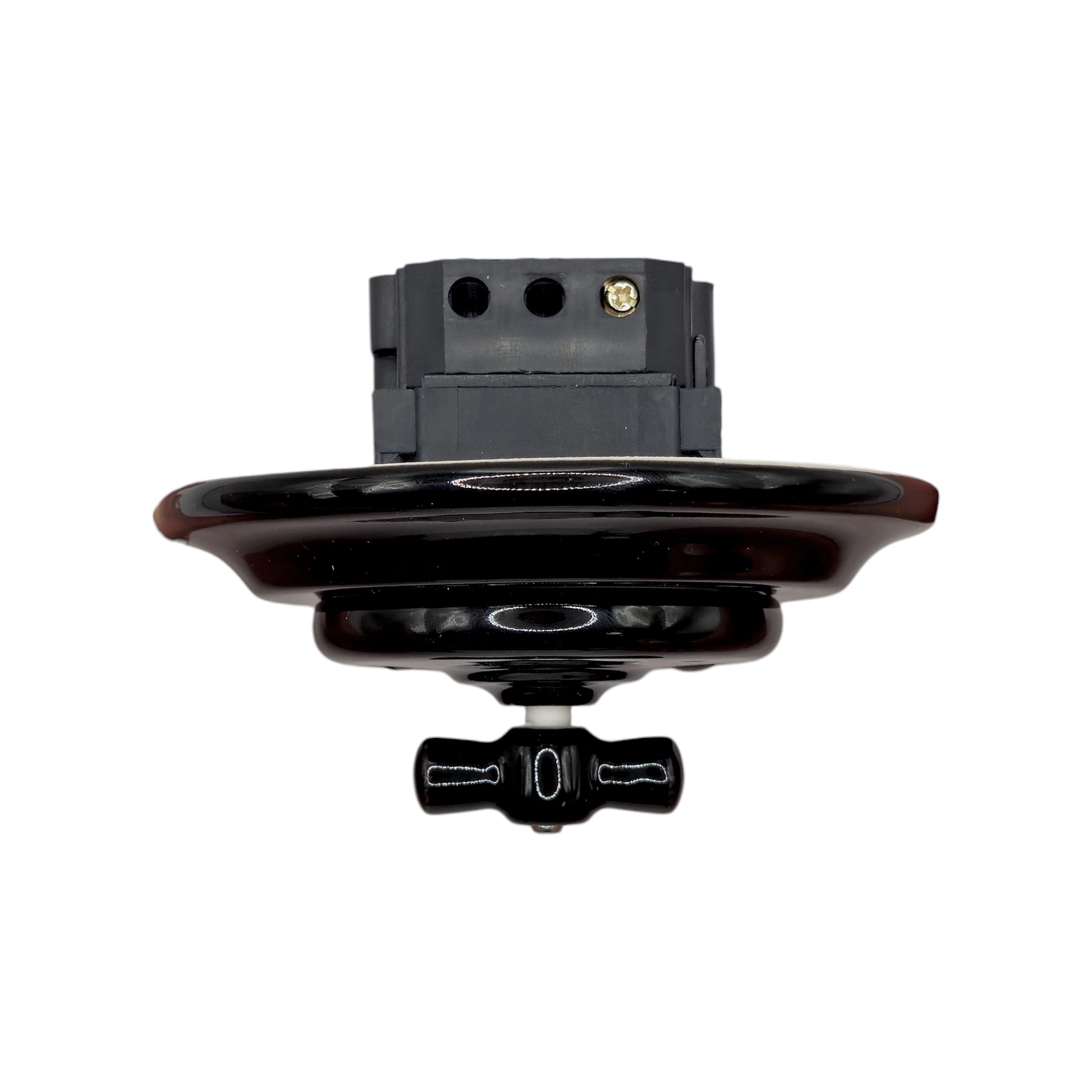 black porcelain double1way rotary switch, flush-mount, side