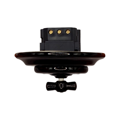 black porcelain intermediate rotary light switch, flush-mount, side