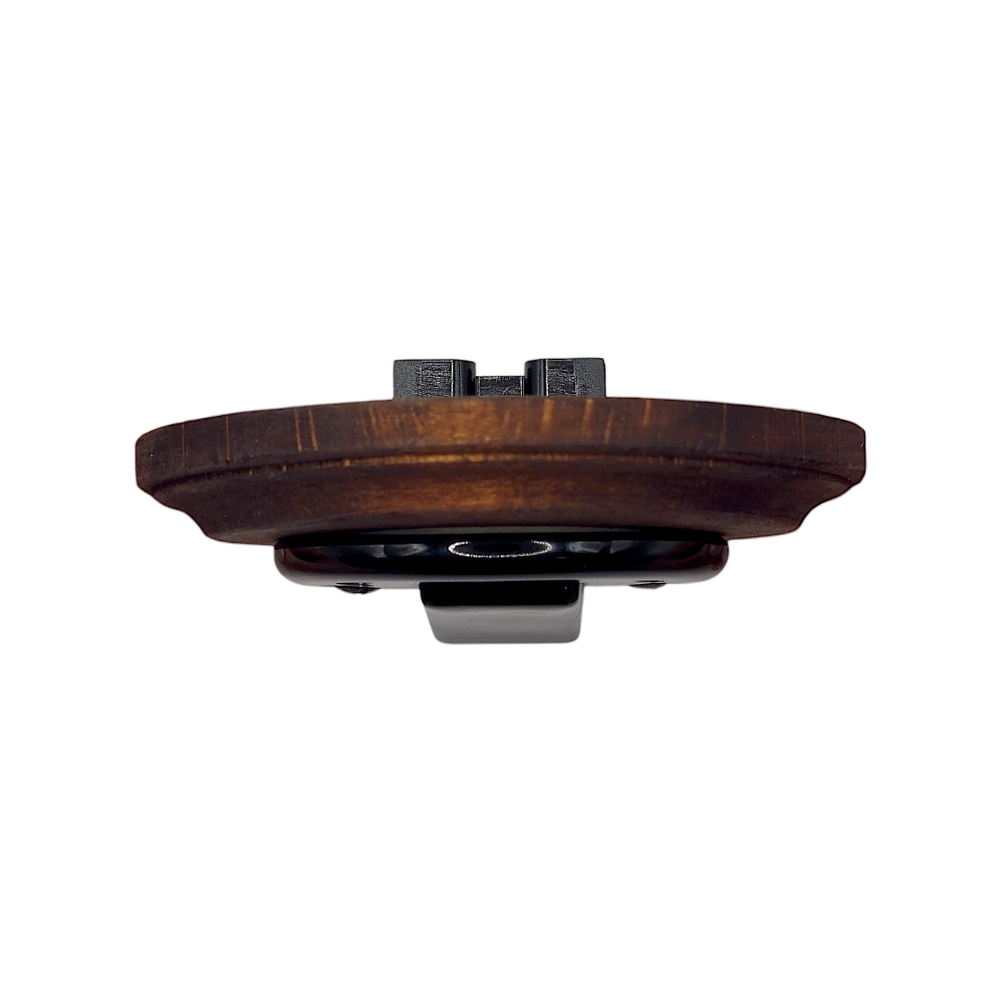 Retro Style Black Ceramic Crossing Push Button Switch Flush-Mounted Dark Wood Frame, D100mm