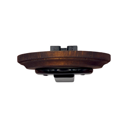 Retro Style Black Ceramic Crossing Push Button Switch Flush-Mounted Dark Wood Frame, D100mm