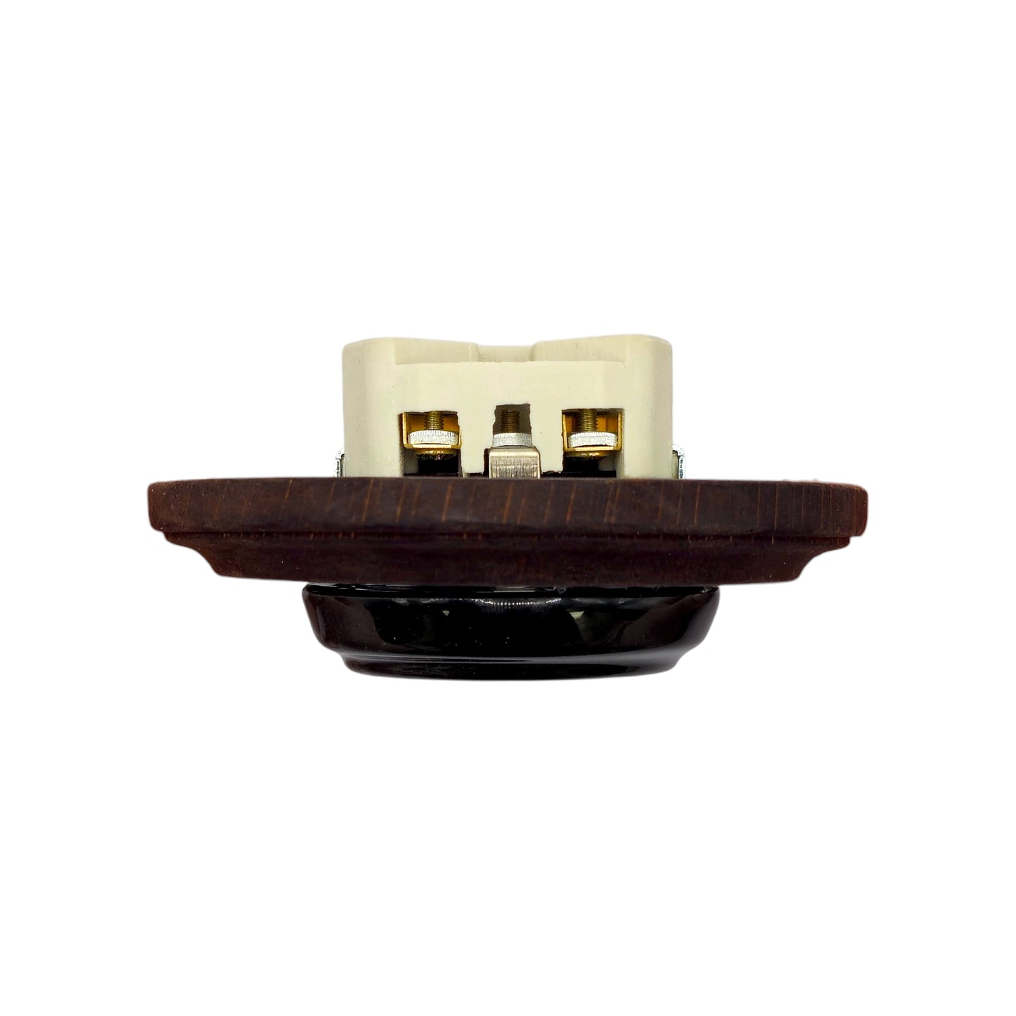 Wooden German Power Socket Porcelain Loft Retro Electrical Flush-Mounting Vintage Cottage Ceramic Brown With Black